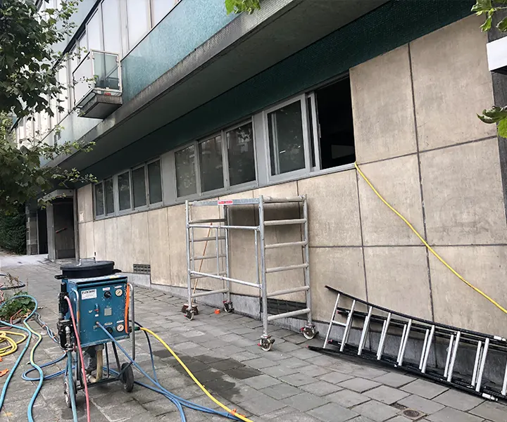 Rénovation d'une façade en béton