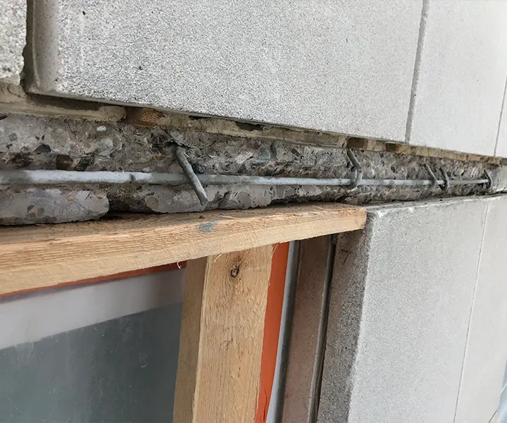 Réparation d'un mur en béton